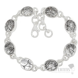 Crystal with tourmaline bracelet silver Ag 925 B156
