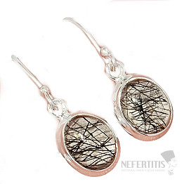 Turmalín v křišťálu náušnice stříbro Ag 925 E756