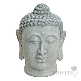 Buddha-Kopf, japanische Statue, grau, 48 cm