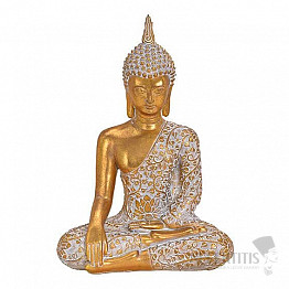 Buddha dotýkající se Země thajská soška s patinou barvy zlata