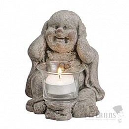 Buddha hlinená soška Nepočujem so stojanom na čajovú sviečku