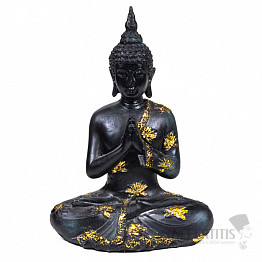 Buddha modlící se thajská soška starožitný vzhled černá barva