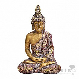 Buddha meditiert thailändische Statuette in goldenem lila Gewand