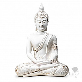 Buddha meditierend Thai Statuette weiß Antik-Look