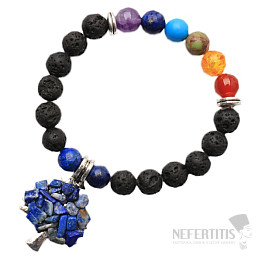 Čakrový náramek z lávového kamene se Stromem života lapis lazuli