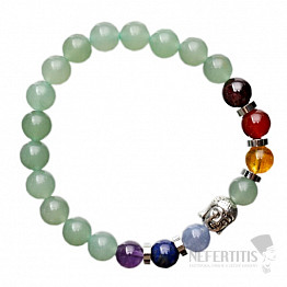 Buddhistisches Aventurin-Chakra-Armband mit Ringen