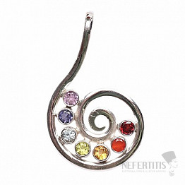 Chakra Anhänger Koru Spirale groß Silber Ag 925