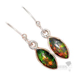 Opál čierny etiópsky náušnice striebro Ag 925 E81