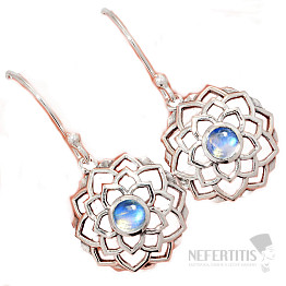 Silver Moonstone Mandala Dangle Earrings