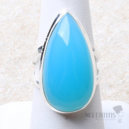 Chalcedon Paraiba prsten stříbro Ag 925 R14