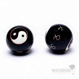 Zdravotní čínské meditační kuličky proti stresu Yin Yang black ozdobné 4 cm