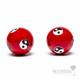 Zdravotní čínské meditační kuličky proti stresu Yin Yang red 4 cm