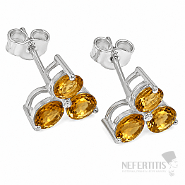 Silver earrings with citrine stones