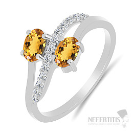 Silberring mit geschliffenem Citrin und Zirkonen Ag 925 026069 CT