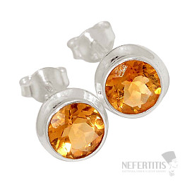 Citrín broušený náušnice pecky stříbro Ag 925 E920