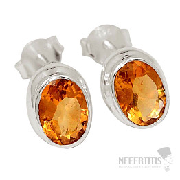Citrín broušený náušnice pecky stříbro Ag 925 E926