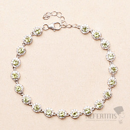 Olivín broušený náramek stříbro Ag 925 BCZB23