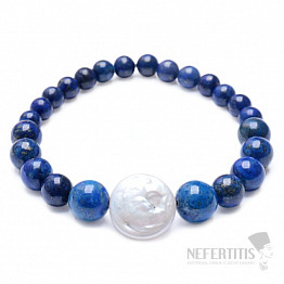 Lapis lazuli a keshi perla náramek RB Design 157