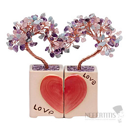 Sada Love stromčekov z ametystu, akvamarínu a ruženínu - darček z lásky