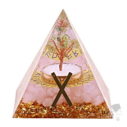 Orgonitpyramide mit Rosenquarz Runa Gebo