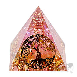 Orgonit pyramída Strom života s ružovým krištáľom