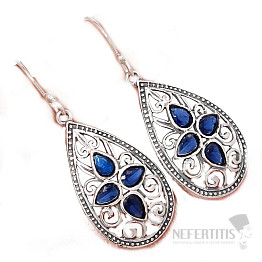 Dizajnové náušnice zafír modrý striebro Ag 925 E8