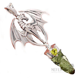 Designový přívěsek vltavín stříbro Ag 925 P2042