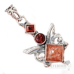 Dizajnový prívesok slnečný kameň striebro Ag 925 P2200