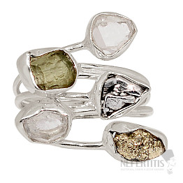 Designer ring with moldavite silver Ag 925 R118