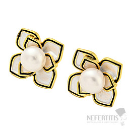 Gold-plated earrings Flower with pearl