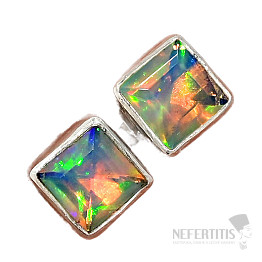 Opál etiopský broušený náušnice pecky stříbro Ag 925 E158