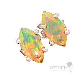 Ethiopian opal cut earrings stones silver Ag 925 E165
