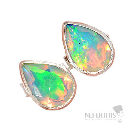 Opál etiopský broušený náušnice pecky stříbro Ag 925 E198