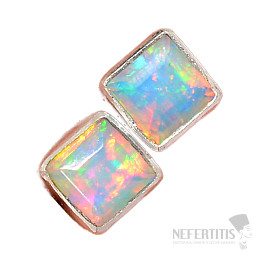 Ethiopian opal cut earrings stones silver Ag 925 E217