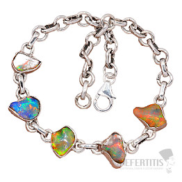 Ethiopian opal raw bracelet silver Ag 925 B36