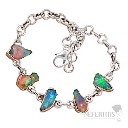 Ethiopian opal raw bracelet silver Ag 925 B45