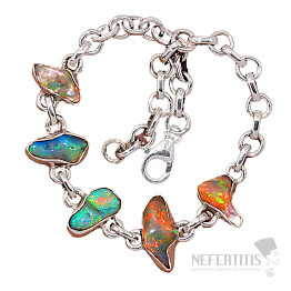 Ethiopian opal raw bracelet silver Ag 925 B62