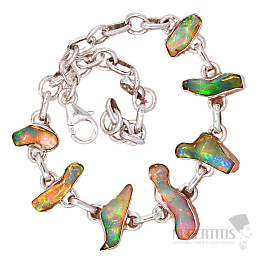 Opál etiopský surový náramek stříbro Ag 925 B79