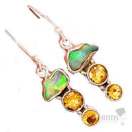 Opál etiopský surový náušnice stříbro Ag 925 E151