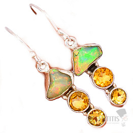 Opál etiópsky surový náušnice striebro Ag 925 E176