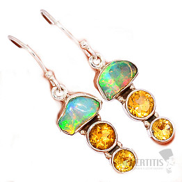 Opál etiopský surový náušnice stříbro Ag 925 E179