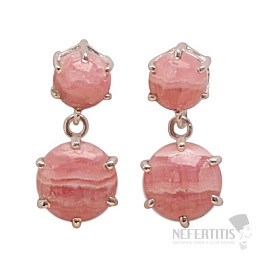 Silver dangle earrings with rhodochrosite