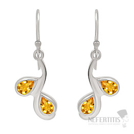 Silver dangling earrings with citrine