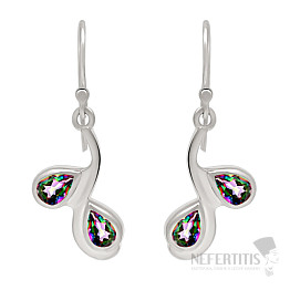Silver dangle earrings with mystical topaz