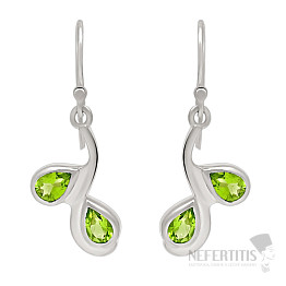Silver dangle earrings with olivine
