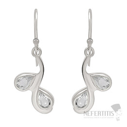 Silver dangle earrings with crystal