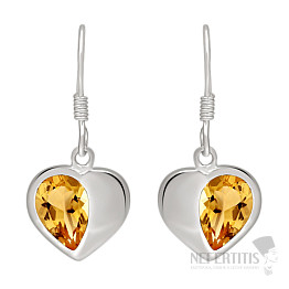 Silver citrine dangle earrings Heart