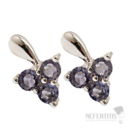 Silver earrings with iolite Trefoil