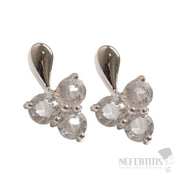 Silver stud earrings with crystal Trefoil