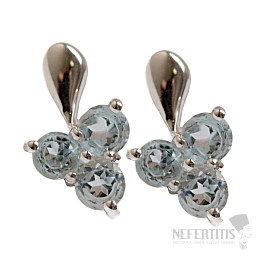Silver earrings with blue topaz Trefoil